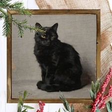 Rustic Black Cat Wooden Sign Farmhouse Decor for Living Room Bathroom Cafe