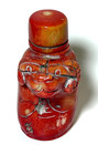 RARE Estate Antique Chinese Coral Hand Carved Ram/Goat Perfume Snuff Bottle — photo 2