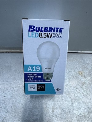 Lot of 40 Bulbrite A19 LED Light Bulbs 8.5W 60W Eq Warm White E26 New