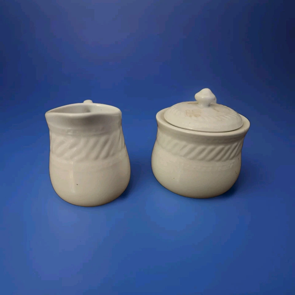 GIBSON White Ceramic Sugar Dish and Creamer Coffee/Tea Serving Set Foto 2 de 4