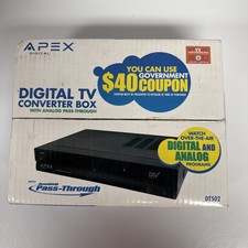 Apex DT250 Digital TV Converter Box with Analog Pass Through w Remote Brand New