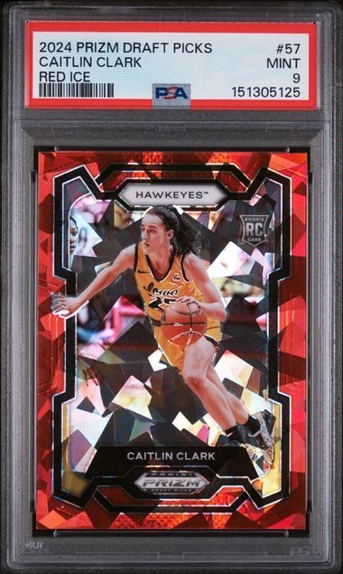2024 Panini Prizm Draft Picks: Caitlin Clark, Red Ice No. 57 - MINT PSA 9