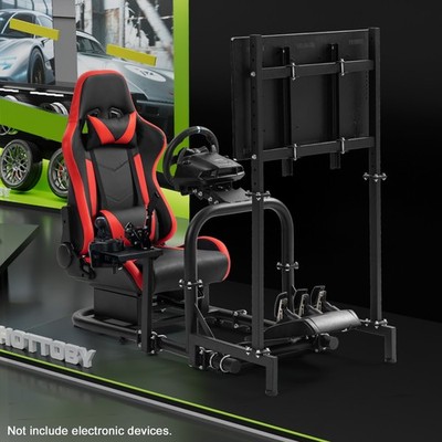 Hottoby G923 Sim Racing Cockpit Mit TV-Ständer & Sitz Fit Logitech Thrustmaster