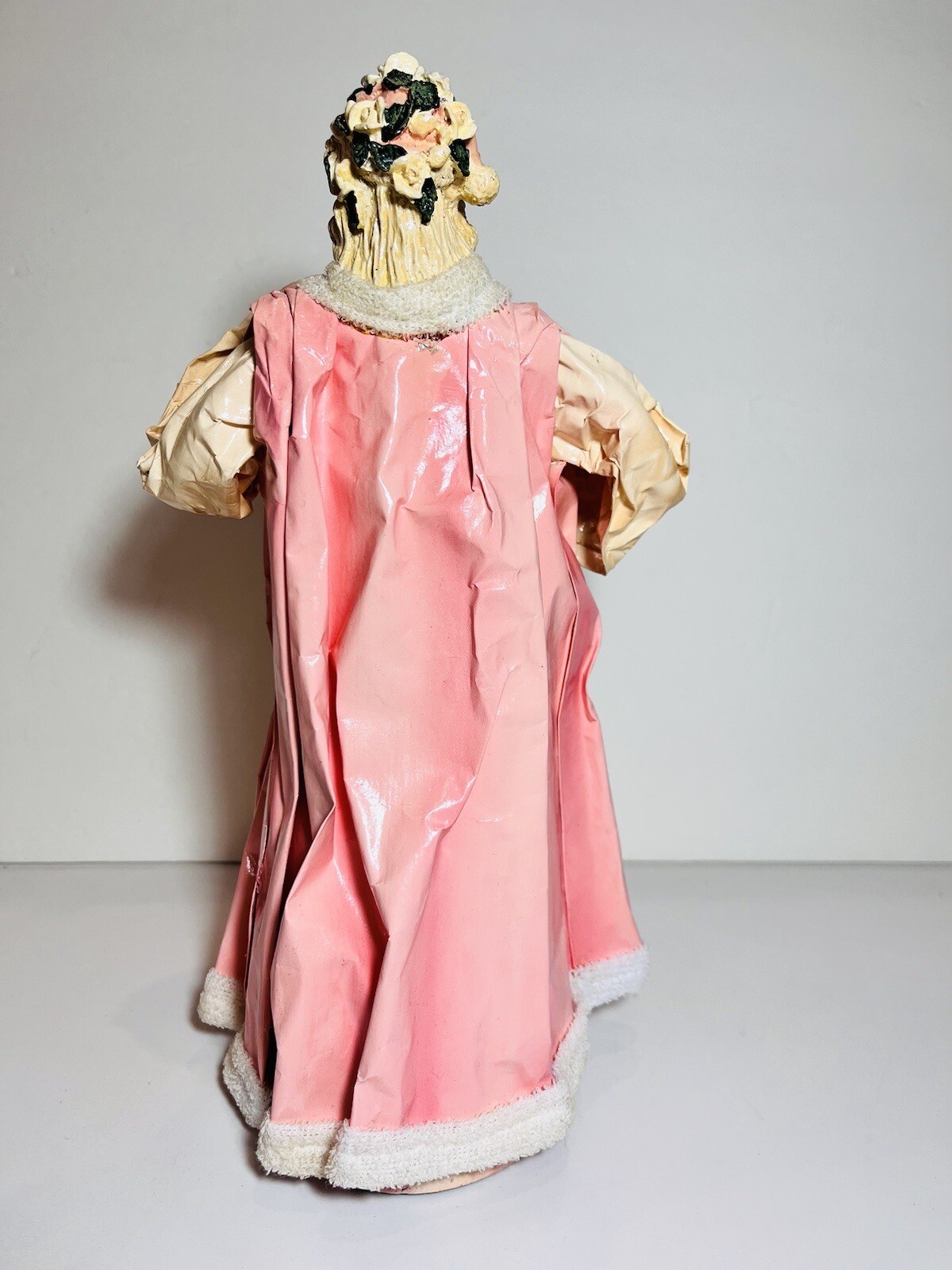 Vintage SILVESTRI Paper Mache Santa Pink Father Christmas Tree Topper