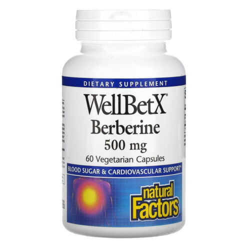 Natural Factors WellBetX Berberine 500 mg, 60 Vegetarian Capsules - Afbeelding 1 van 2