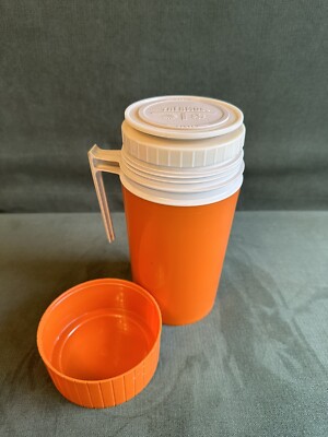 Vintage Thermos Pint Orang Cup Retro 1970s 7202 Insulated Lidded Coffee Tea  Soup | eBay