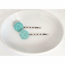 Mint Floral Hair Pins, Wedding Hair Pins, Womens Hair Pins, Flower Hair Pins, Br
