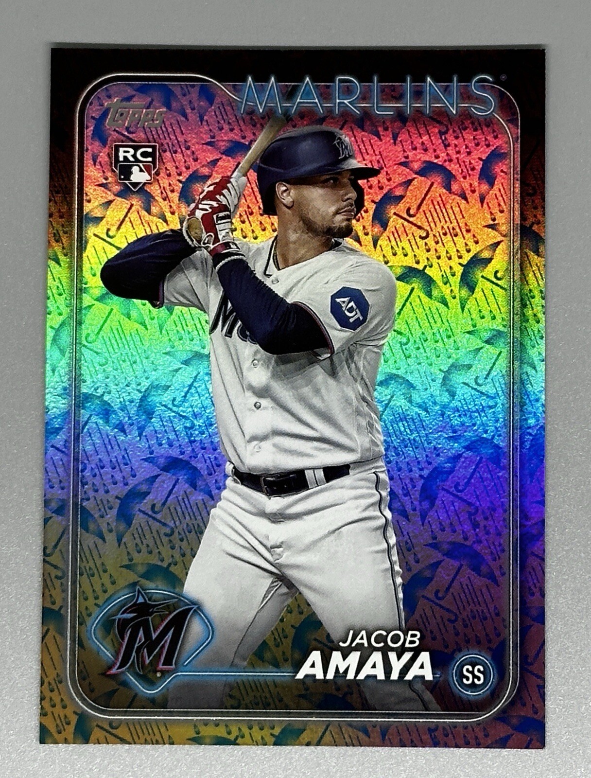 2024 Topps Series 1 Jacob Amaya Holiday Foil Umbrella #/10 RC #144 Miami Marlins