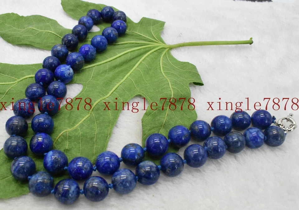 Collar de cuentas de piedras preciosas redondas azules naturales de 6/8/10/12 mm 18-36"" AAA+ Foto 2 de 4