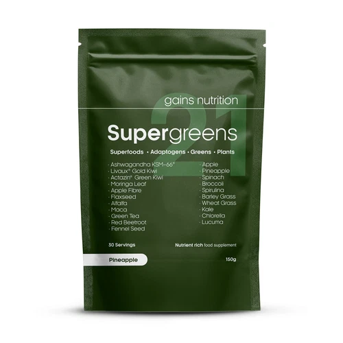 Super Greens Powder 21 Superfoods + Ashwagandha Spirulina Maca Pineapple Flavour deal from eBay
