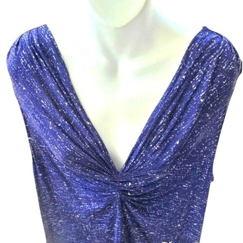 Loft Ann Taylor Knee Length Dress V-Neck Sleeveless Casual Blue Sparkle XXL Nwt - Picture 3 of 6