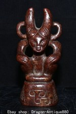 6.4" Rare Ancinent Chinese Old jade carving sun god Helios stand sculpture