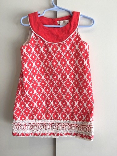 Nordstrom MAGGIE & ZOE Shift Dress, Size 4 - Coral, White - Picture 4 of 5