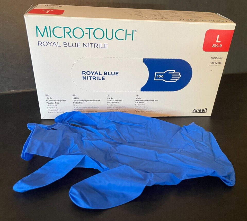 Ansell MicroTouch Nitrile Gloves LARGE L Box Blue Powder Free Manufactured 2020 eBay