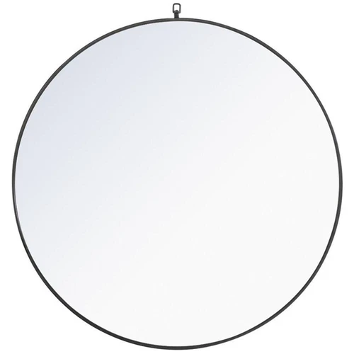 Elegant Decor Rowan 42" Round Metal Frame Hooked Mirror in Black - Picture 1 of 11
