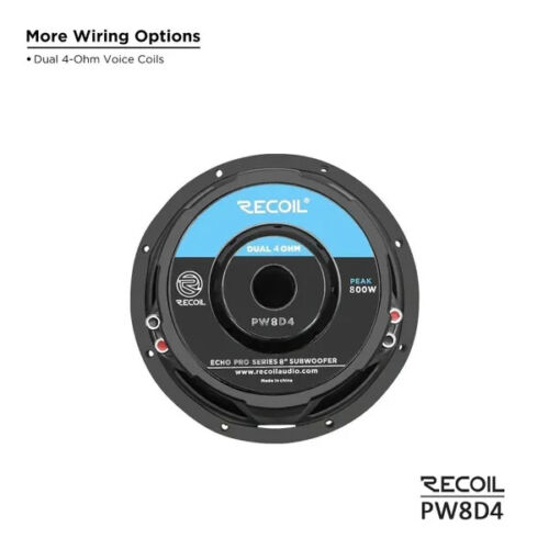 Recoil Audio PW8D4 Echo Pro 8 Inch 800 Watts Power Dual 4 Ohm Voice Coil - Picture 4 of 5