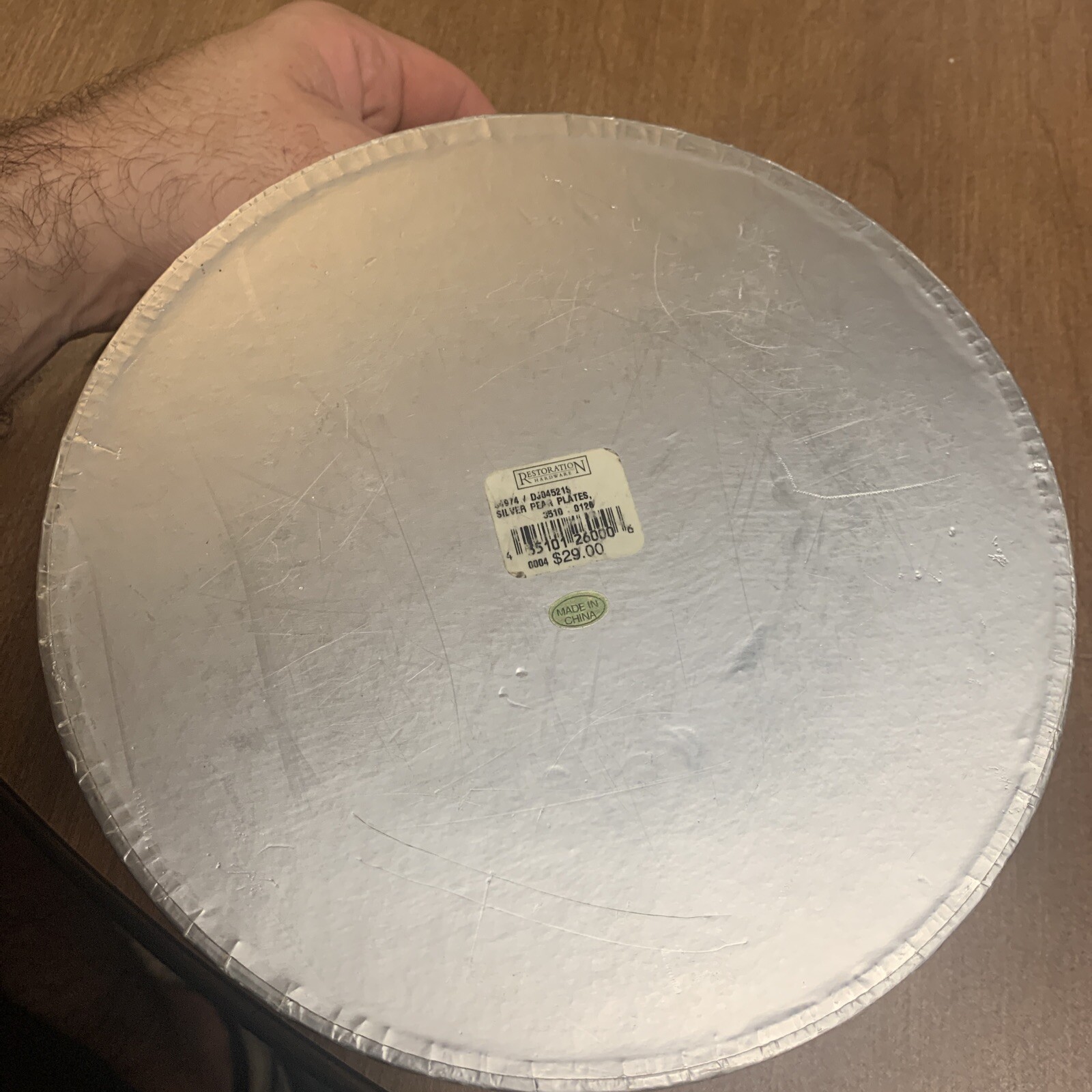 4 RESTORATION HARDWARE Silver PEAR HOLIDAY Salad DESSERT PLATES (Bin 57