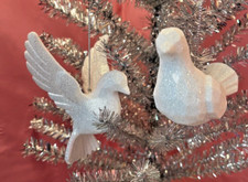 2 Doves Christmas Ornament Peace, Freedom, Love Dove Glitter Shatter Proof U39