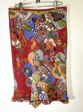 Vtg San Joy Women's Knee Length Skirt Patterns Dots Made in USA Colorful Size M