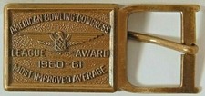 BOWLING BELT BUCKLE MOST IMPROVED AVERAGE LEAGUE ABC AWARD BRASS 1960-61