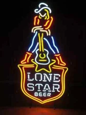 Lone Star Beer Guitar Cowgirl 24"x13" Neon Sign Lamp Light Display Artwork AL