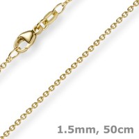 1,5Mm Rund-Ankerkette Aus 750 Gold Gelbgold Kette Collier Halskette, 50Cm, Damen