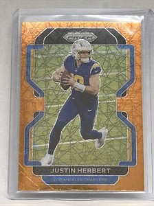 2021 Justin Herbert Orange Lazer Prizm #169 Los Angeles Chargers 2nd Year