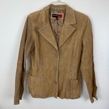 Marcelle Renee Genuine Leather Festival Jacket Stitching Detail Vintage Retro