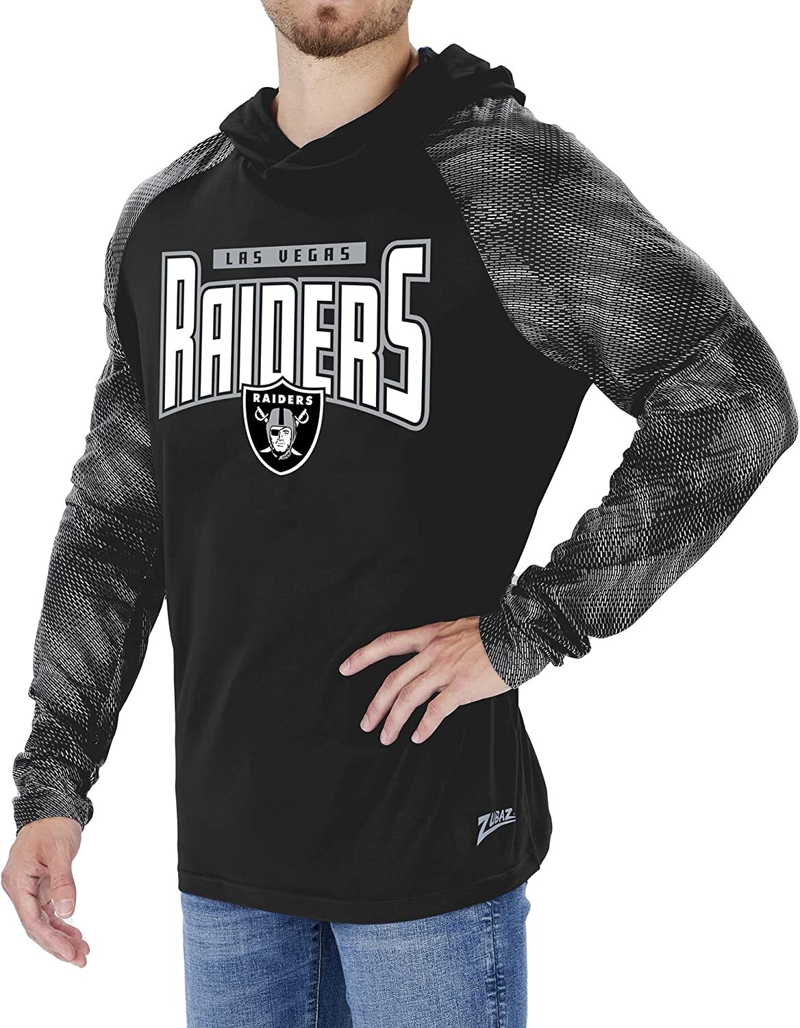 Толстовка с капюшоном цвета мужской команды NFL Zubaz Las Vegas Raiders с рукавами Viper в тон