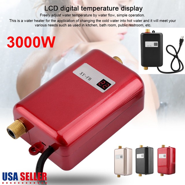 3000W Instant Electric Water Heater Tankless Shower Caravan Camping Hot