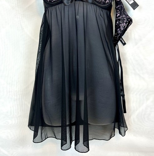 NWT Oh LaLa Cheri Black Lace Babydoll Lingerie Set - Picture 4 of 13