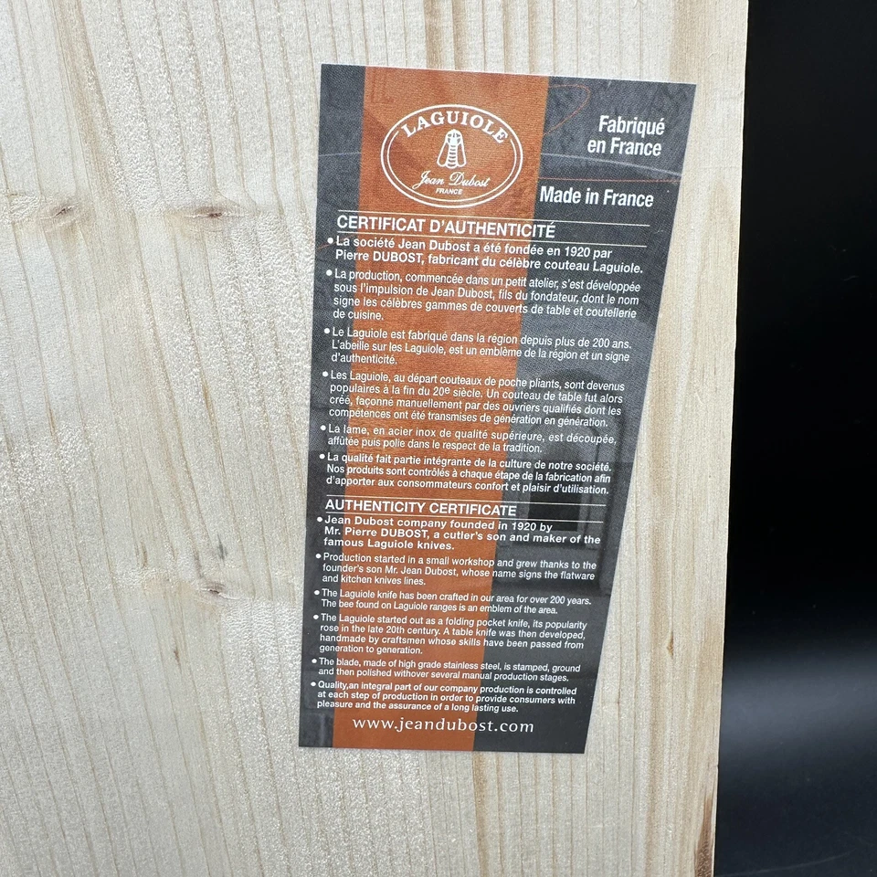 Conjunto de 6 garfos de jantar Jean Dubost Laguiole França abelha azul ouro caixa de madeira rara vintage - Imagem 4 de 4