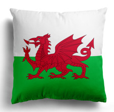 Wales Flag Welsh Dragon Soft Square Filled Cushion Decorative Throw Various Size