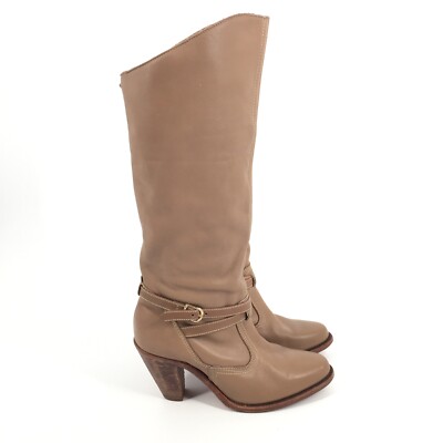 Vintage 1970s Dexter Leather Knee Boots Size 7.5 Light Brown Tan Cream ...