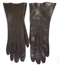 1960 era Dark Brown Leather Gloves Unlined Vintage Size 6.5 NOS