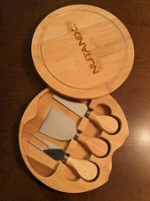 NEW Nutanix Wooden Cheese Board and Cutlery Set Food Serving Tray Cutting Board