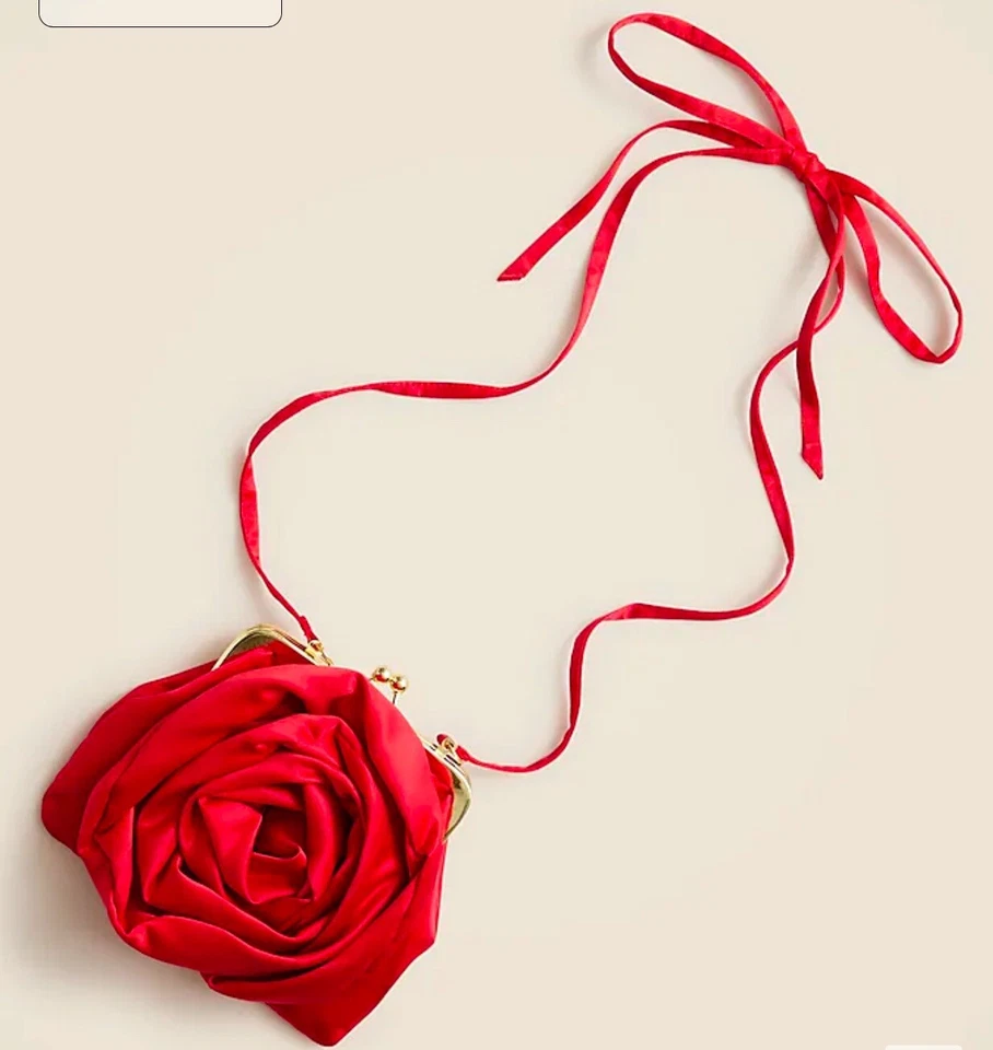 Cartera roja satinada roseta J Crew para niñas nueva con etiquetas San Valentín Foto 2 de 2