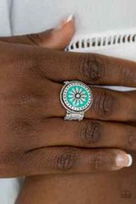 Paparazzi Ring- Free Spirited Flower- Teal Green- Daisy