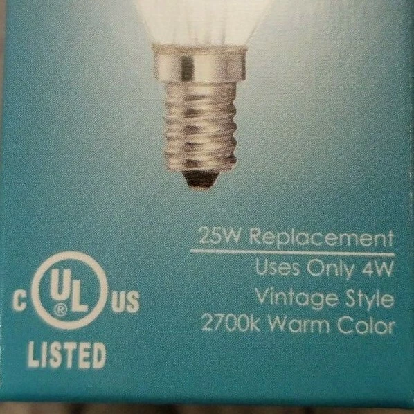 LED Filament 25W Candelabra Dimmable Bulb. 2700k Warm Color. Uses Only 4W. E12 - Image 4 of 4