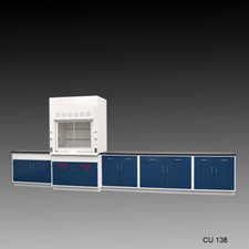 Fisher American 4' Fume Hood w/ Flammable & 14' Laboratory  Cabinets /E2-522