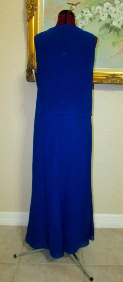 NEW CYNTHIA HOWIE FOR MAGGY BOUTIQUE 2 PC. SZ 4 BLUE FLOOR LENGTH SKIRT SUIT - Image 3 of 4