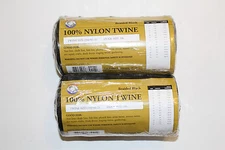 2 - 1lb. Balls Black Braided Hanging Twine #15 Fishing Net Repairs & 6 Needles