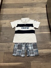 Gymboree Crew Champions madras shorts with CREW polo shirt outfit set boys 6
