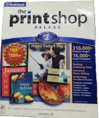 The Printshop Deluxe Version 20 By Broderbund Windows 98/2000/ME/XP NEW NIB