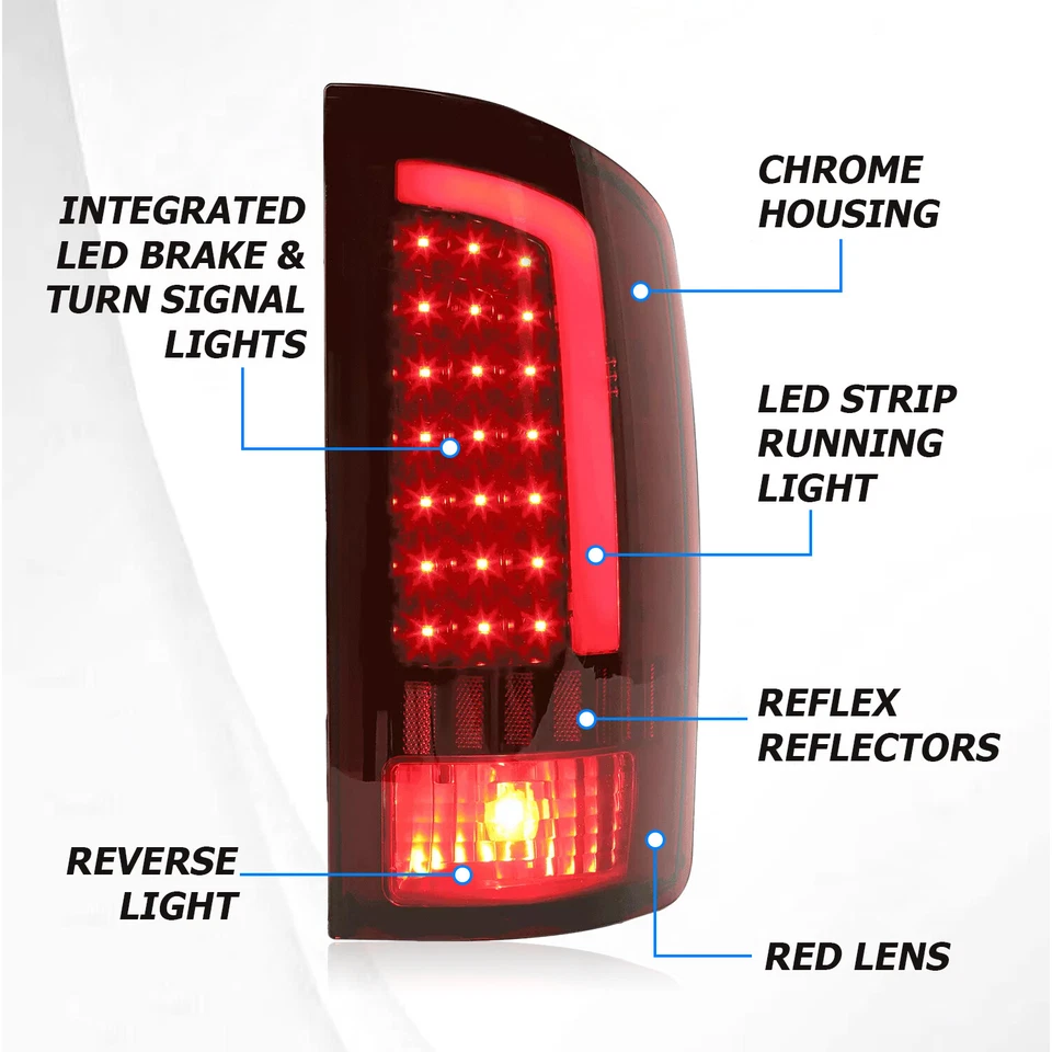 Luces traseras LED rojas para Dodge Ram 1500 2002-2006 Ram 2500 3500 03-06 Foto 2 de 4