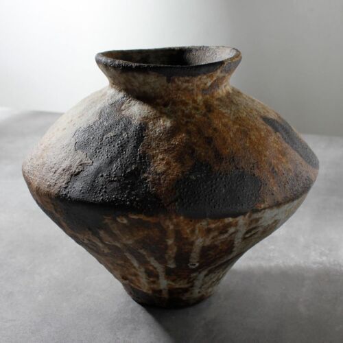 Rusty Ceramic Vase, Pottery Farmhouse Flower Vase for Centerpieces, Modern Decor