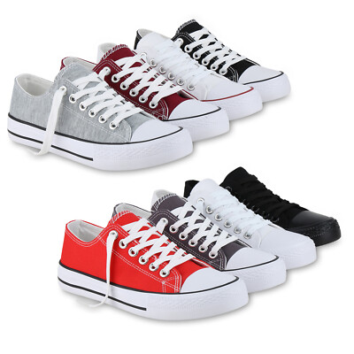 Herren Sneaker Low Schnürer Bequeme Basic Stoff Freizeit 902295 Schuhe