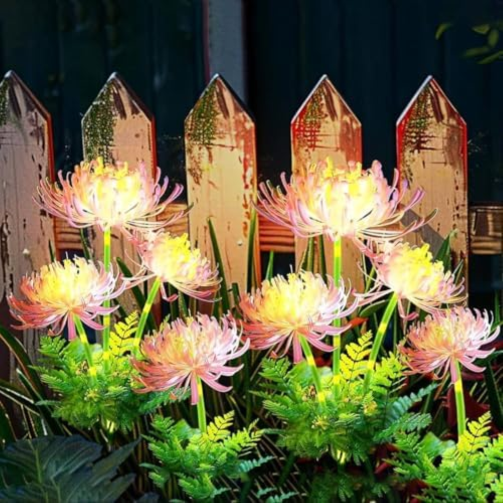 Redefun Luci solari da giardino, luci solari con fiori e steli luminosi, pannell