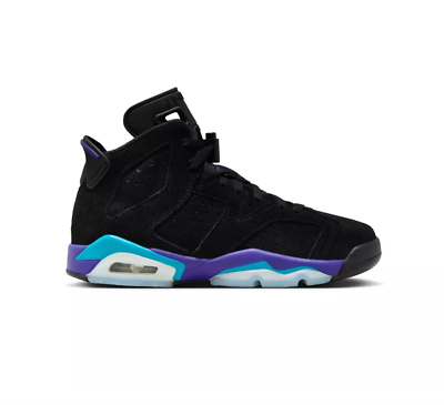 black purple and teal jordans