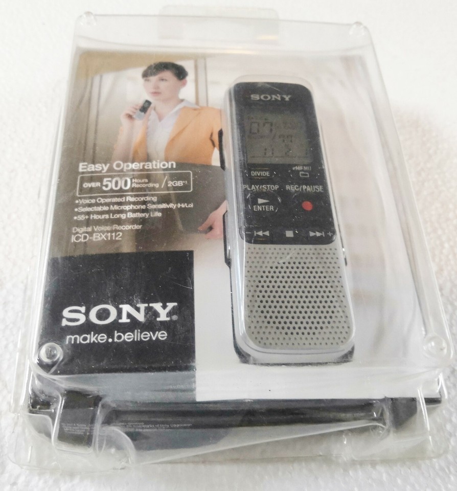 New Sony ICDBX112 2GB Digital Voice Recorder Over 500 Hours Recording